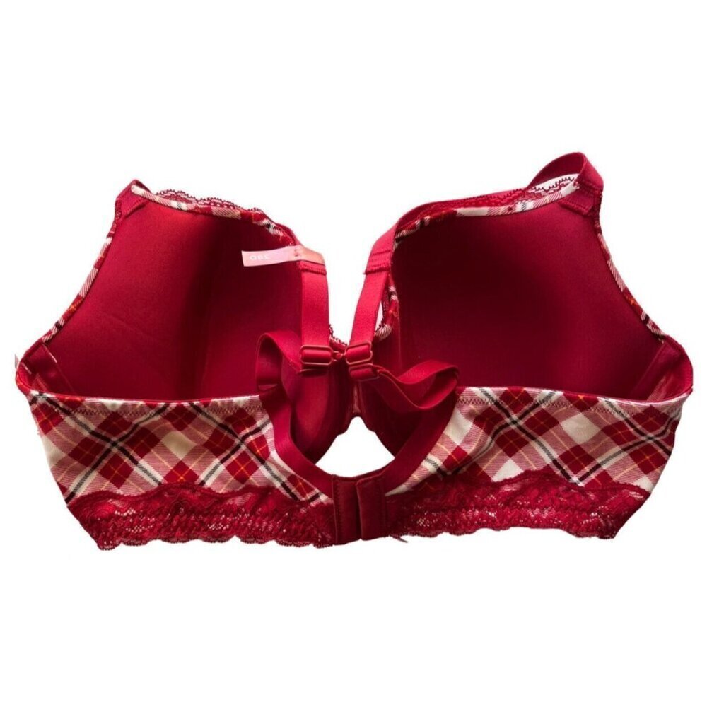 Ambrielle Organic Cotton Demi Classic Racerback Red Plaid Bra Size 38D - Picture 7 of 11